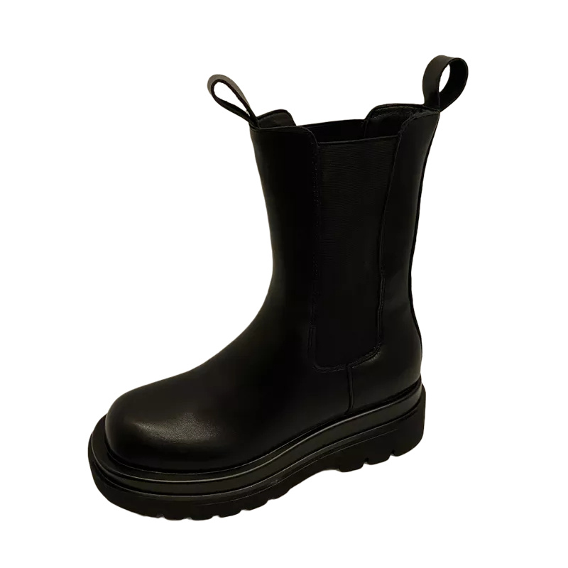 2025 Martin Boots for Petite Women British Style Mid-Calf Chunky Heel Chelsea Short Boots - Image 5