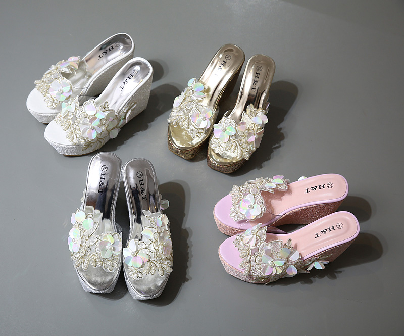 2026 Fairy Style Flower One-Strap Slippers Summer High Heels for Women with Dress Sizes 34-40 Customizable