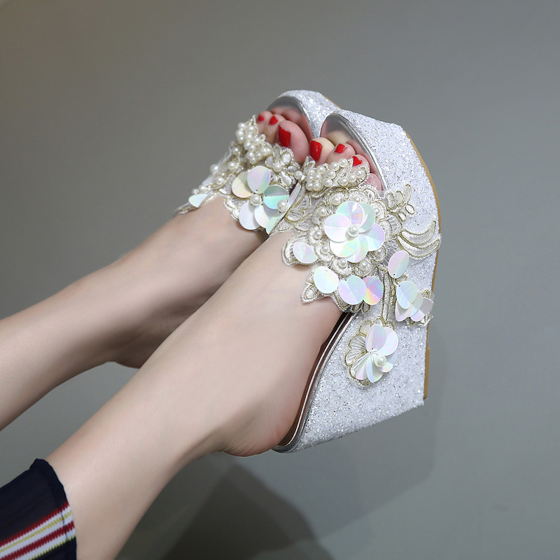 2026 Fairy Style Flower One-Strap Slippers Summer High Heels for Women with Dress Sizes 34-40 Customizable - Image 2