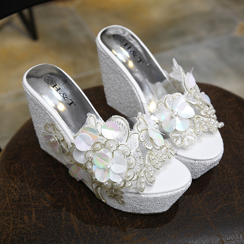 2026 Fairy Style Flower One-Strap Slippers Summer High Heels for Women with Dress Sizes 34-40 Customizable - Image 4
