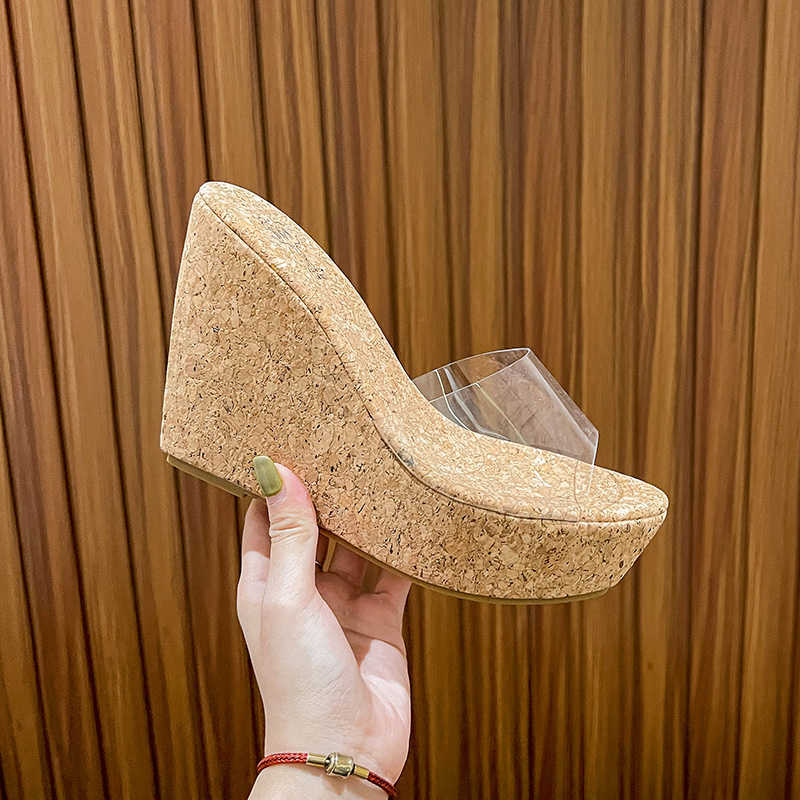 2026 New Summer Platform Wedge Slippers for Women French Style Transparent Strap Slip On Sandals - Image 4