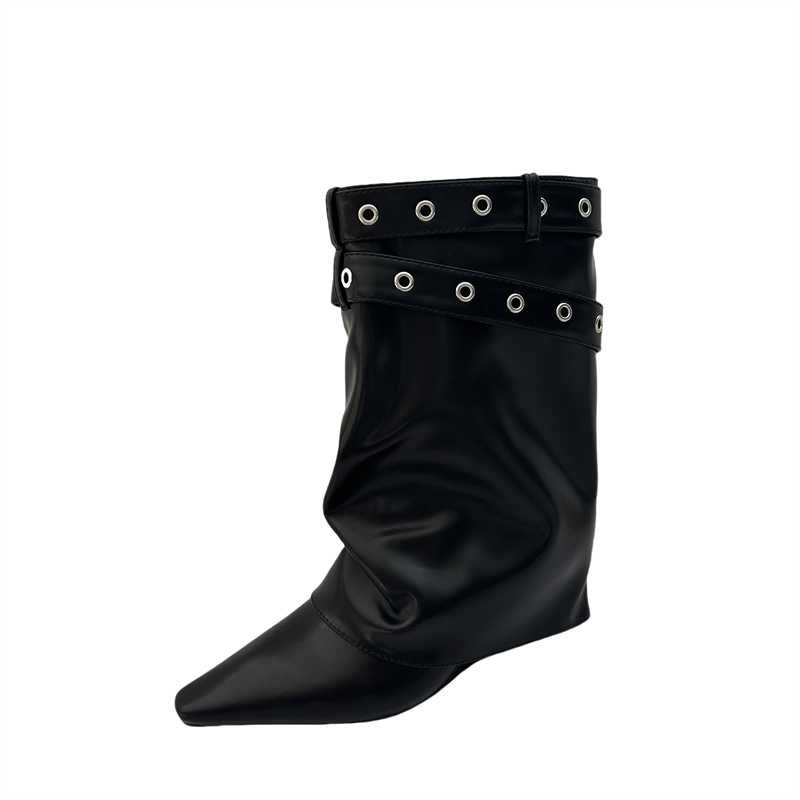 American Style Edgy Belt Buckle Tube Boots for Women 2026 Early Autumn New Design Short Western Boots - Image 5