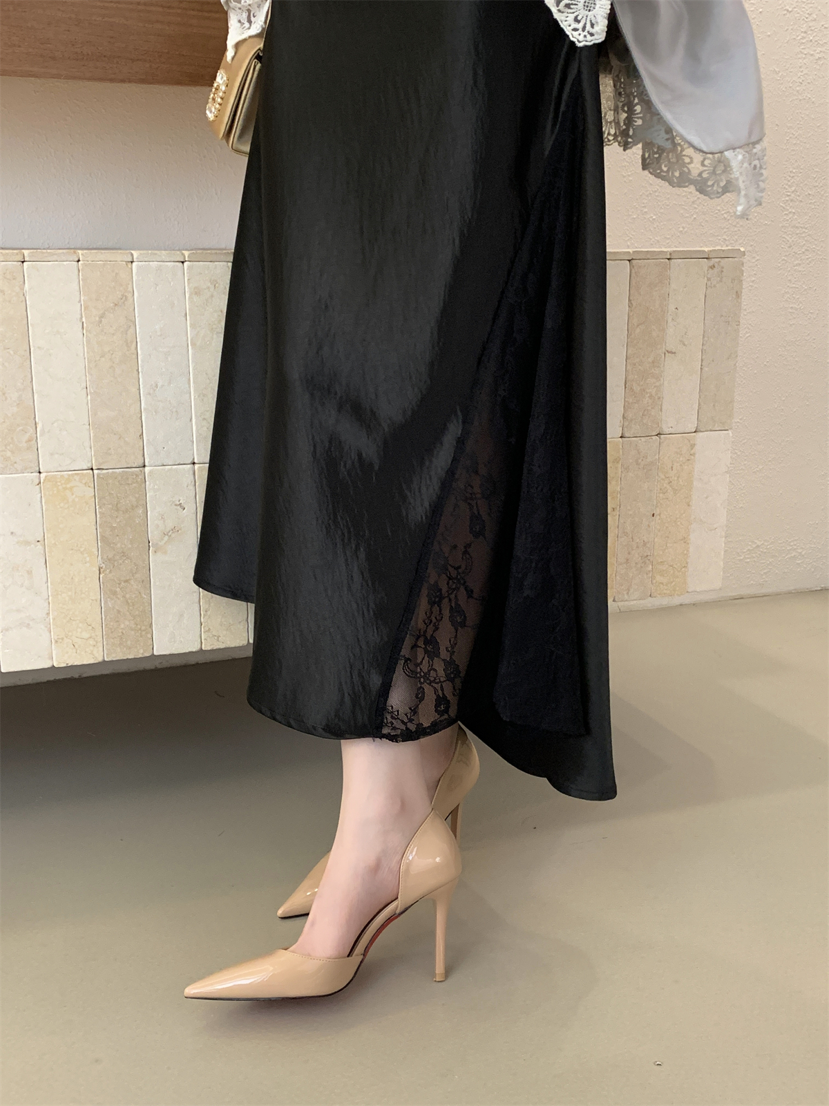 Black Side Cut Out High Heels for Women 2025 New Spring Summer Sexy Comfortable Red Sole Pointed Toe Shoes - Image 2