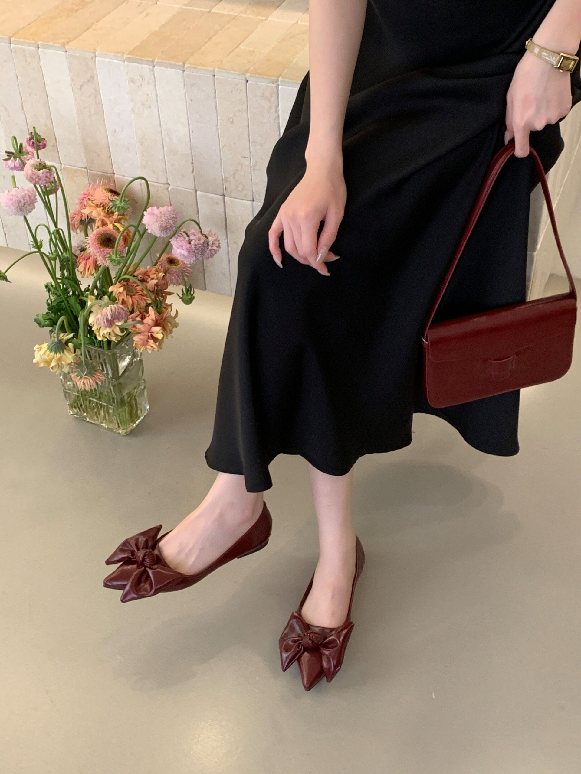 French Style Bow Pointed Toe Flat Shoes for Women 2026 Spring New Low Heel Office Commuter Shoes - Image 4