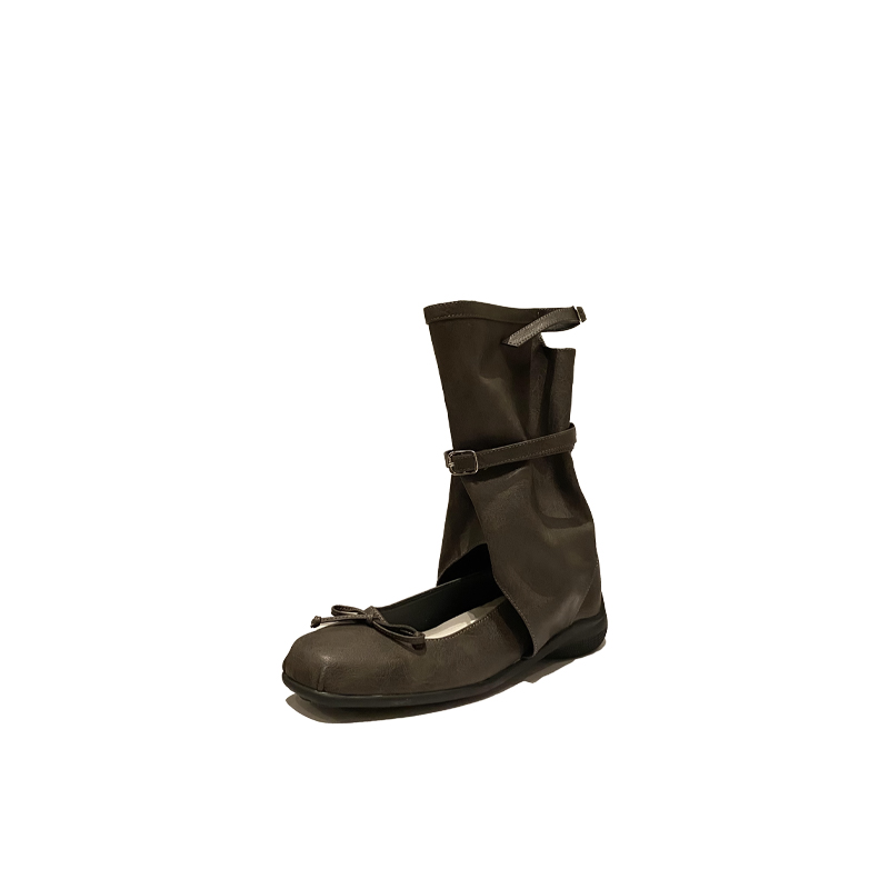 Korean Minimalist Design Buckle Strap Summer Boots for Women 2025 New Bow Ballet Pleated Stacked Boots - Image 5