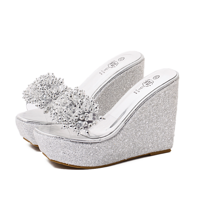 Platform Wedge Heel Clear Toe Slippers with Glitter for Women Nightclub Sexy 34-43 Customizable - Image 5