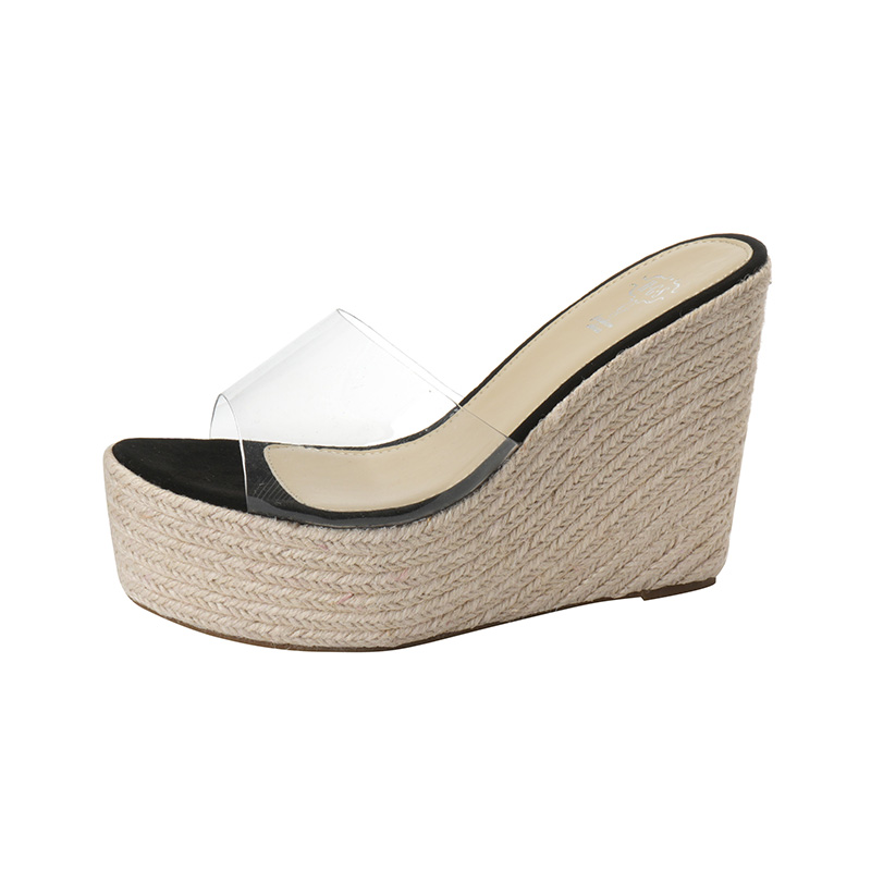 Platform Wedge Heel Fish Mouth Sandals for Women - Thick Sole Transparent Strap Slippers - Image 5