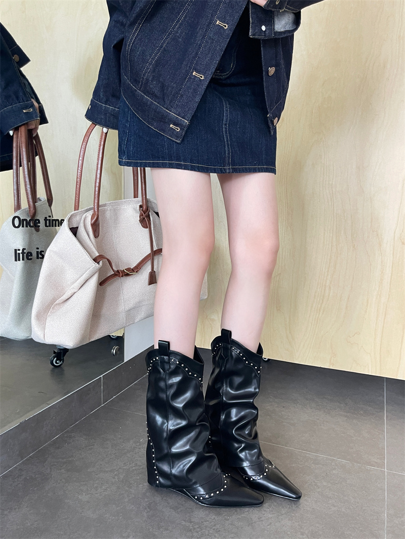 Pointed Toe Stiletto Boots 2026 New Retro High Heel Tube Boots Niche Versatile High Top Fashion Boots Women - Image 2