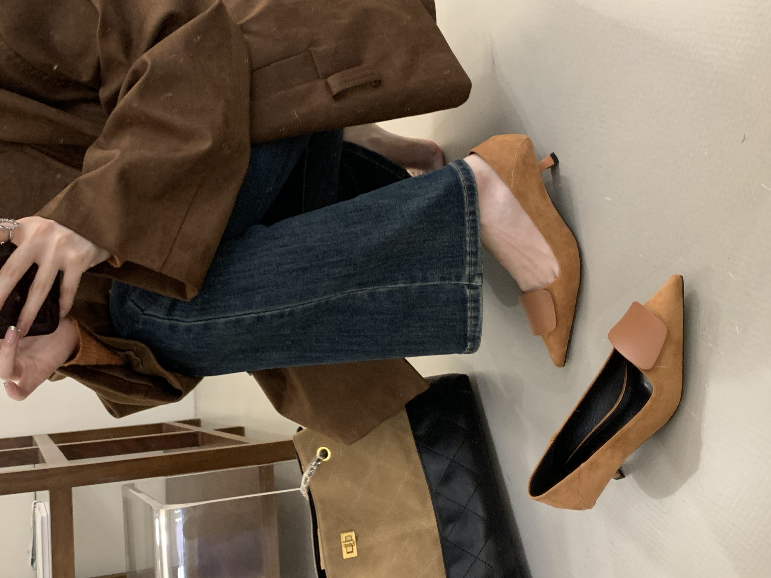 Women's French Style Pointed Toe Suede Kitten Heel Shoes 2025 Autumn New Arrival Versatile Low Cut Daily Commute - Image 3