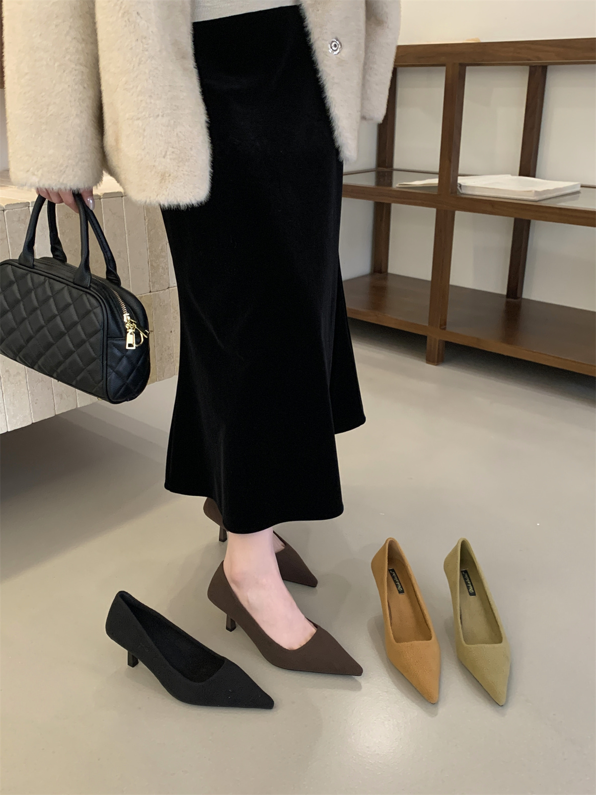 Women's Pointed Toe Kitten Heel Pumps 2025 New Style Summer Elegant Thin Heel Slip On Shoes